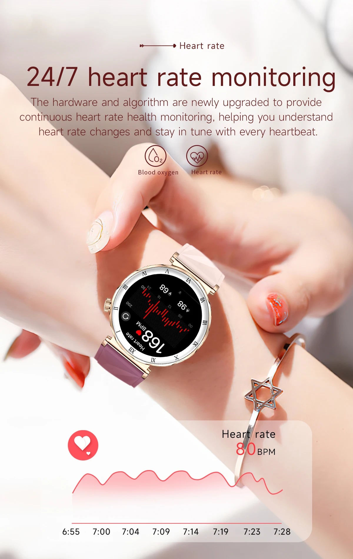 LIGE Reloj Inteligente Ultrafino 6.2mm Mujer