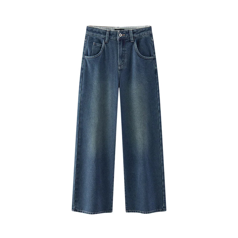 Jeans de Pierna Ancha con Forro Polar para Mujer, Cintura Alta, Cómodos