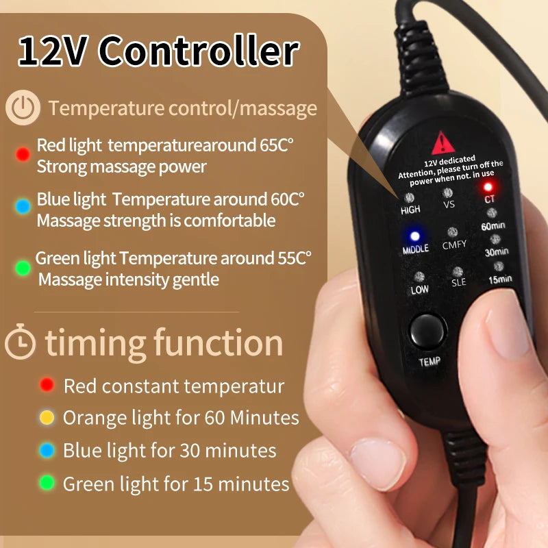 Masajeador de pies eléctrico con calor y vibración, para recuperación, terapia de calor, alivio del dolor, lesiones deportivas, calidez de las articulaciones, temporizador de 3 niveles