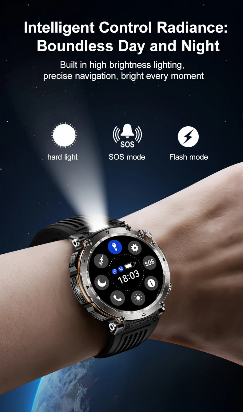 Reloj Inteligente Deportivo Brújula Linterna 600mAh