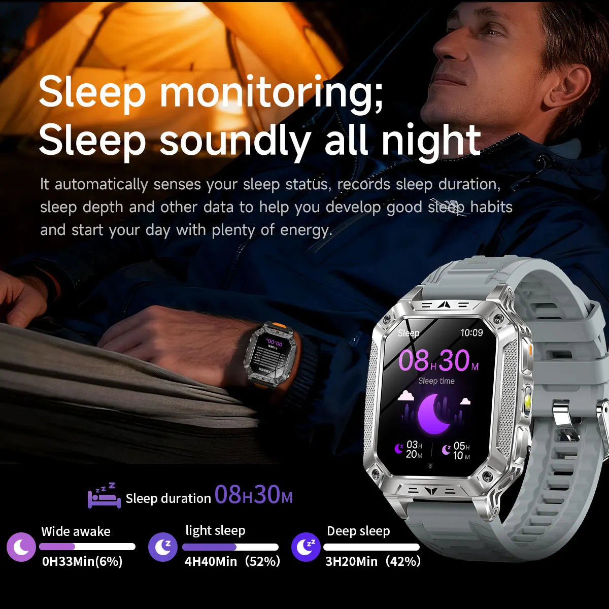 Reloj Inteligente AMOLED con GPS y Bluetooth Hombre