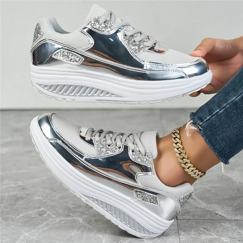Zapatos deportivos de malla plana para mujer, calzado deportivo cómodo y transpirable con cordones, a la moda, para primavera y otoño