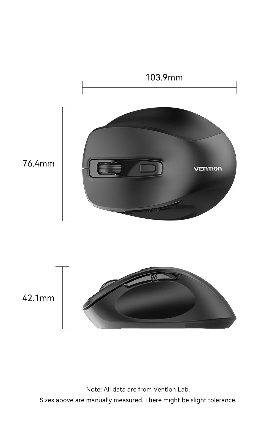 Vention-ratón inalámbrico Bluetooth 5,1, USB 2,4G, modo Dual, ergonómico, 4000 DPI, silencioso, 6 botones, para MacBook, tableta, portátil, PC