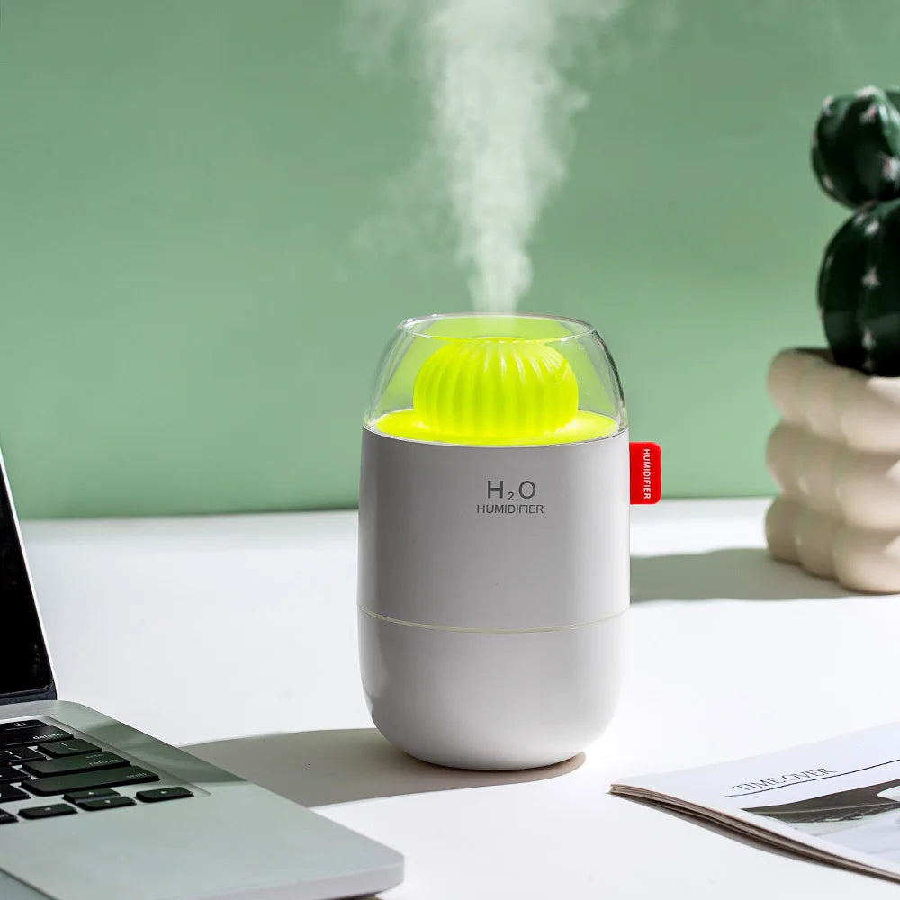 Humidificador de Cactus, luz nocturna de ambiente, modo de pulverización de dos engranajes, humidificación silenciosa aplicable a dormitorio, oficina, sala de estar