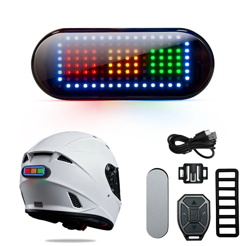 Luz de Advertencia para Casco de Motocicleta, Pantalla LED Programable para Casco, Luz Trasera para Bicicleta, Pantalla LED para Conducción Nocturna