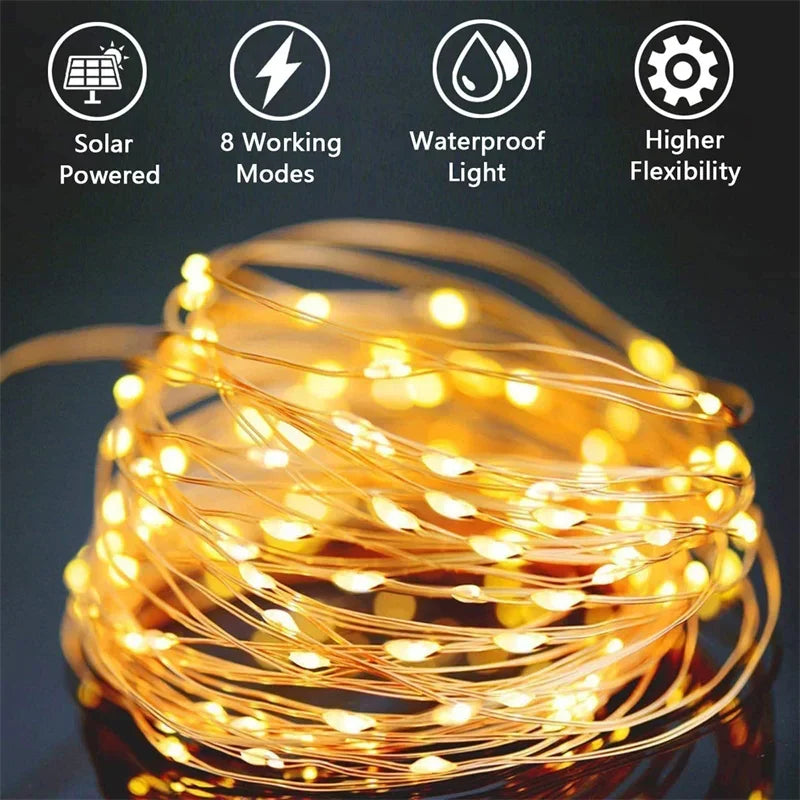 Guirnalda LED Solar para Jardín 7-32M - Impermeable IP65 8 Modos