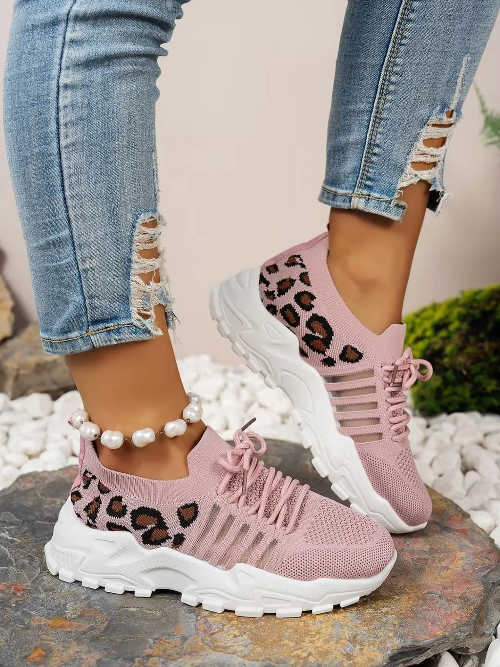 Zapatos de mujer, zapatillas con estampado de leopardo, zapatillas informales ligeras y transpirables para mujer, zapatos de venta con envío gratis
