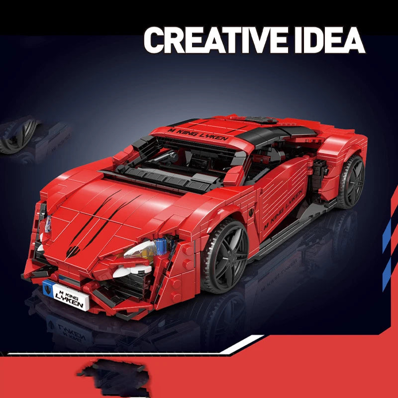 Con caja Original, coches de juguete técnicos, coche de carreras deportivo Lykan rojo, conjunto de bloques de construcción, juego de ladrillos para coche, regalo de Navidad para niños