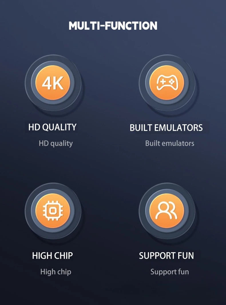 Consola de Videojuegos Retro X2 4K con Más de 40000 Juegos, Más de 30 Emuladores, Salida HD, 2 Controles Inalámbricos, Plug and Play, TV/Computadora