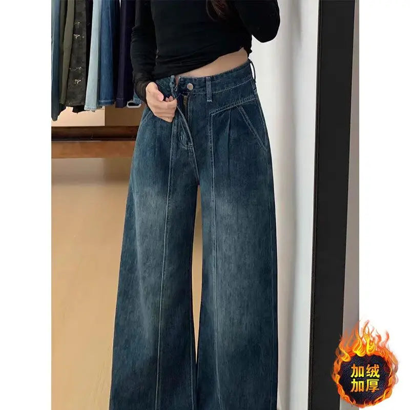 Pantalones Vaqueros de Pierna Ancha y Cintura Alta para Mujer