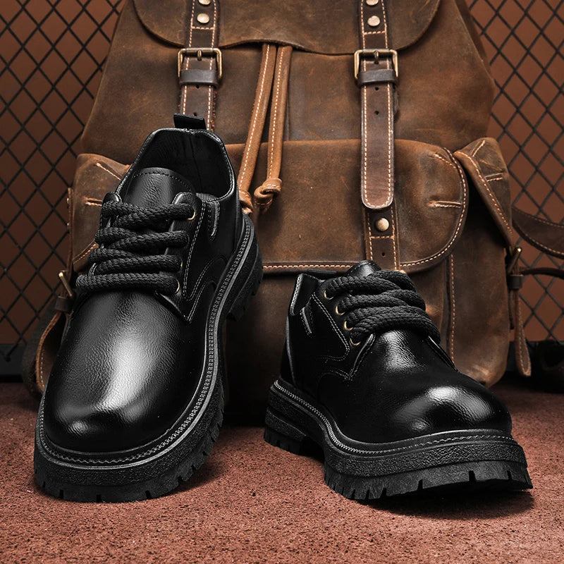 Alta calidad, zapatos informales de cuero para negocios, cómodos zapatos italianos de fondo grueso para hombre, zapatos Oxford antideslizantes para exteriores
