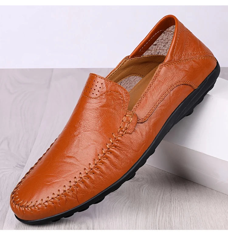 CLOHOO Zapatos casuales de negocios para hombres Costuras de cuero Cómodo Fondo de goma transpirable Segunda capa de piel de vaca