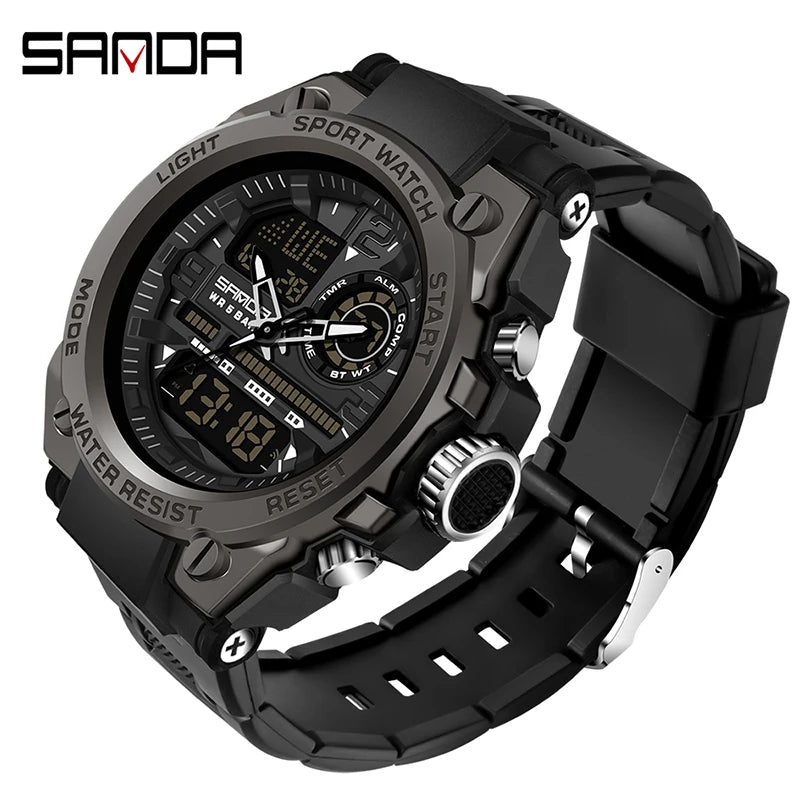 Reloj Militar SANDA Pantalla Dual LED Digital para Hombre