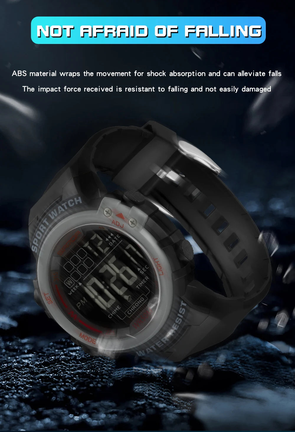 Reloj Digital SANDA 2140 Chrono para Hombre, 5 Bar Multifunción Deportivo