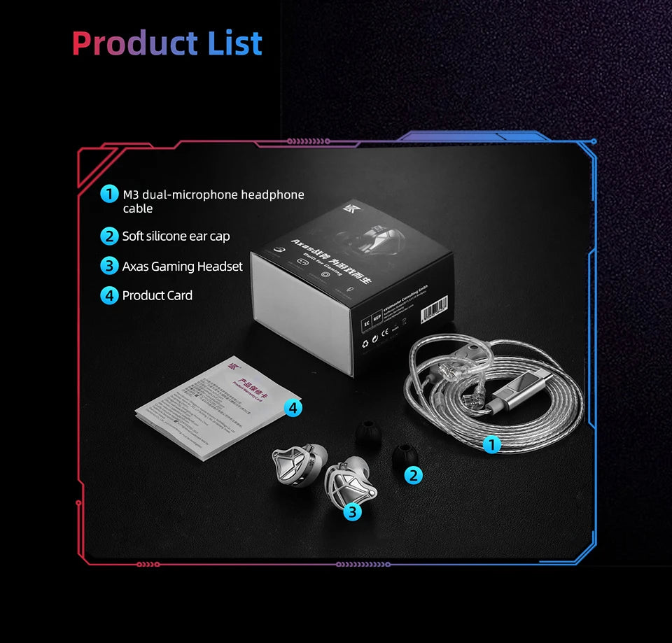 Audífonos Intrauditivos para Juegos KZ Axas FPS-Tuned con Posicionamiento de Sonido a Nivel de Radar y Diseño Ergonómico de Gancho para la Oreja (Pre-orden)