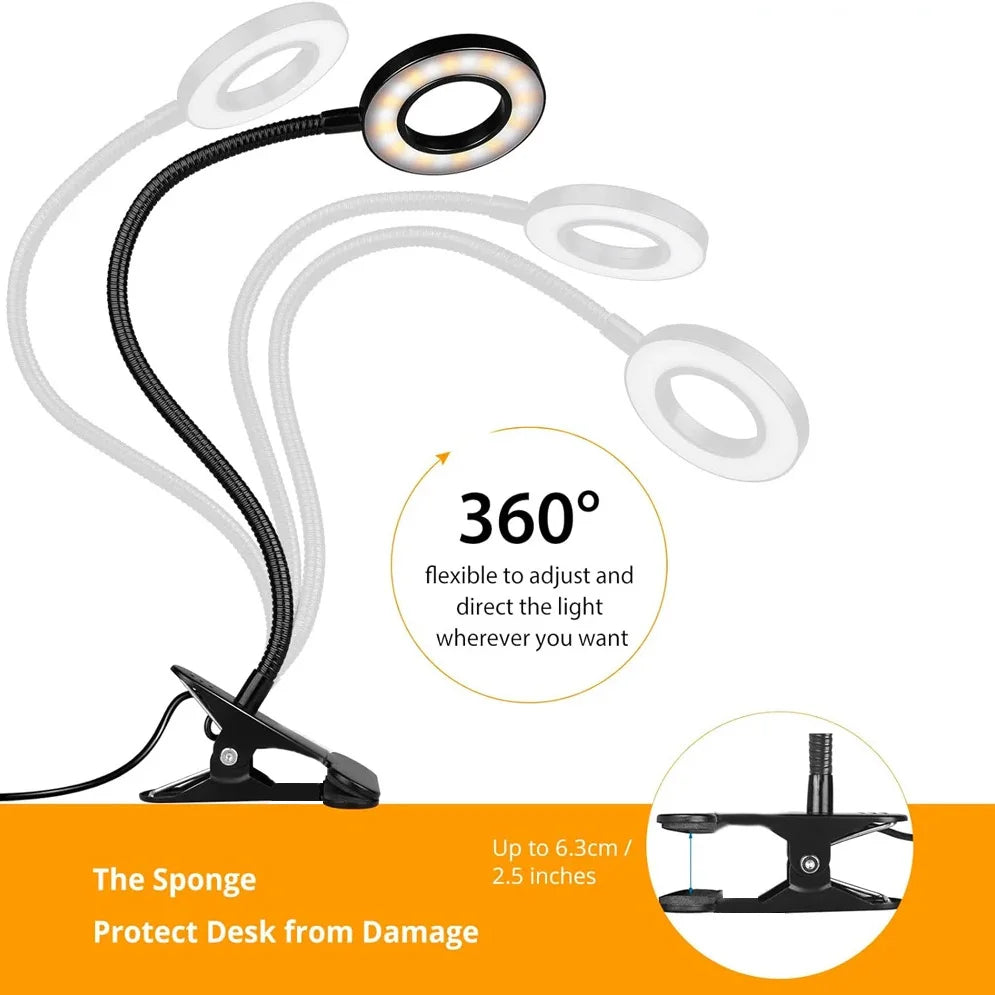 Lámpara LED Flexible con Clip 360° para Lectura