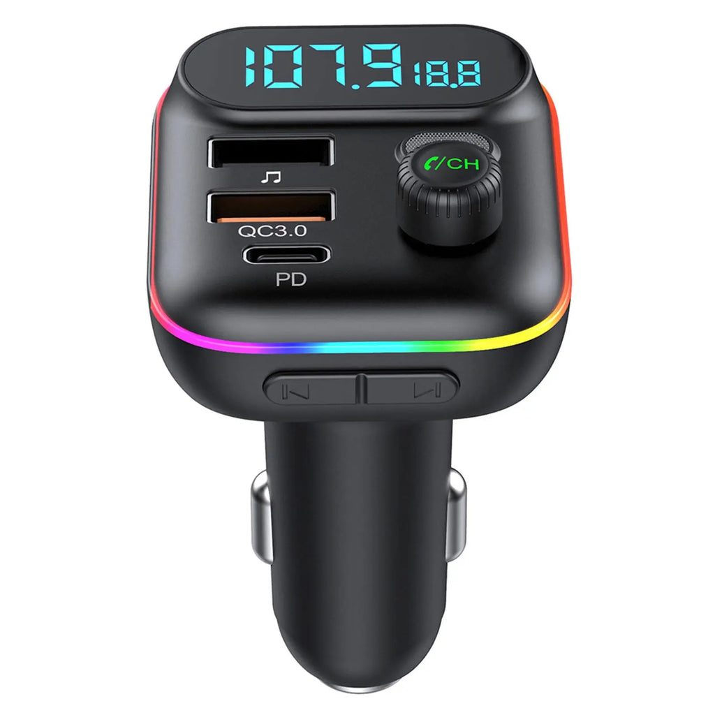 Transmisor FM Bluetooth para coche, transmisor FM Bluetooth 5,0, USB PD, cargador rápido para coche, accesorios electrónicos