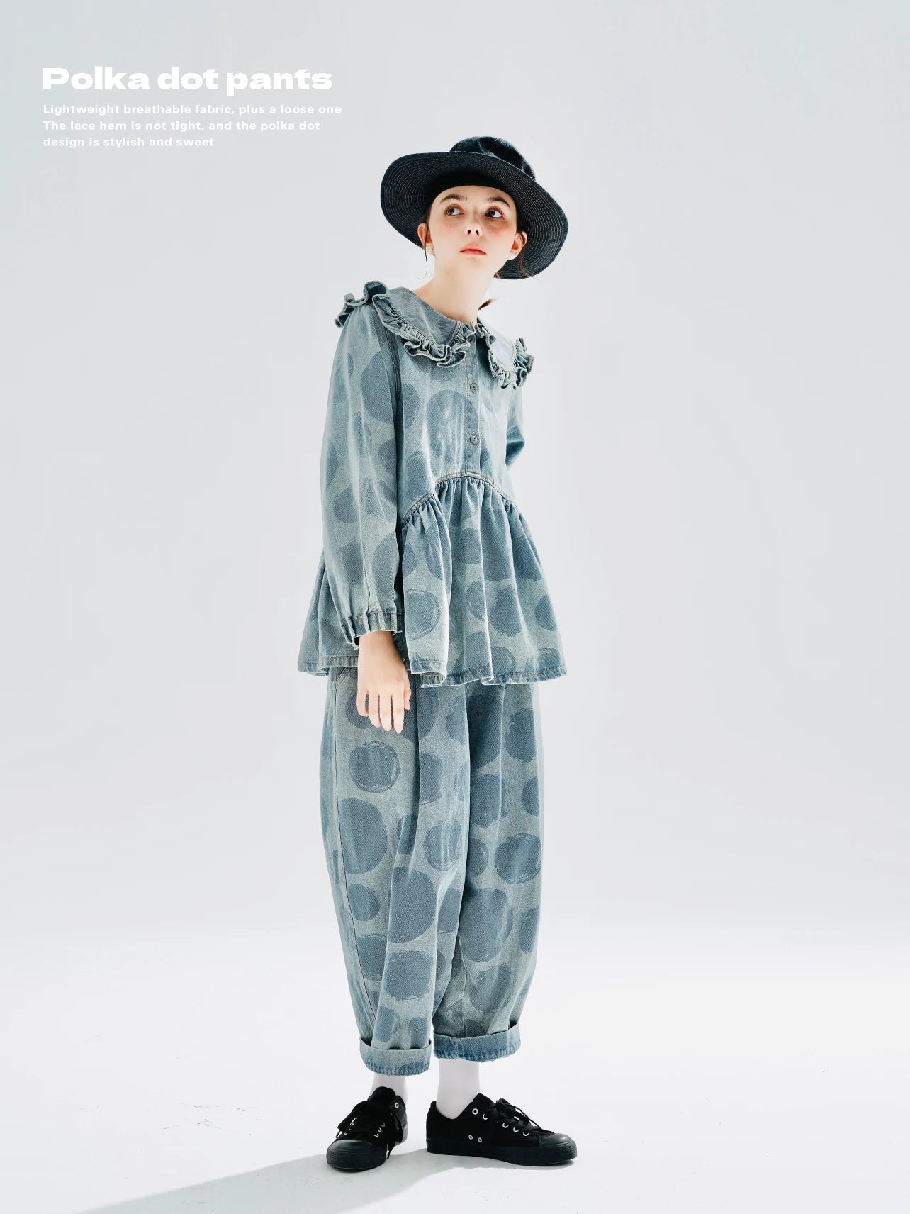 Pantalones Vaqueros de Algodón Holgados con Estampado