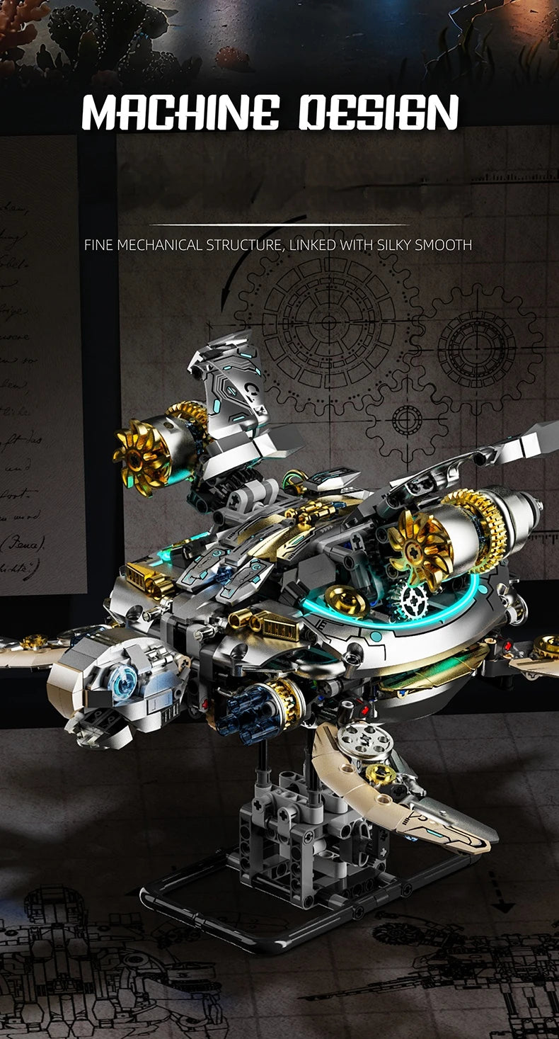 Bloques de Construcción de Tortuga Mecánica 13097, Modelo MOC DIY, Decoración de Escritorio, Regalo Coleccionable para Adultos, Cumpleaños, Festividades, 1277 Piezas