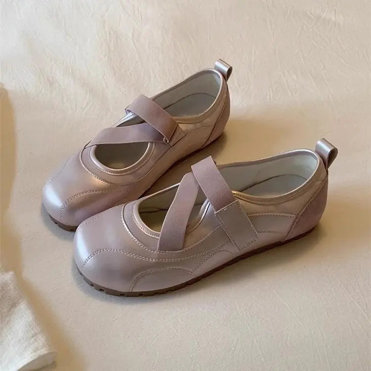 Beige púrpura champán bailarinas zapatillas de deporte mujeres punta bailarina Tabi zapatillas para caminar mujer zapatos Mary Jane calzado verano