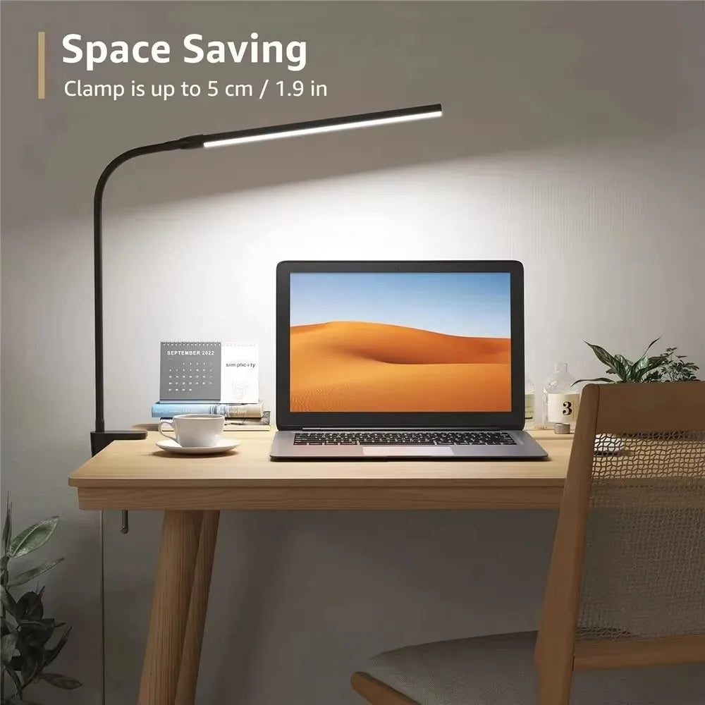 Lámpara de Escritorio LED de Doble Cabezal con Clip, Regulable, para Monitor de Computadora, Lámpara de Mesa para Arquitectos, para Oficina, Lectura