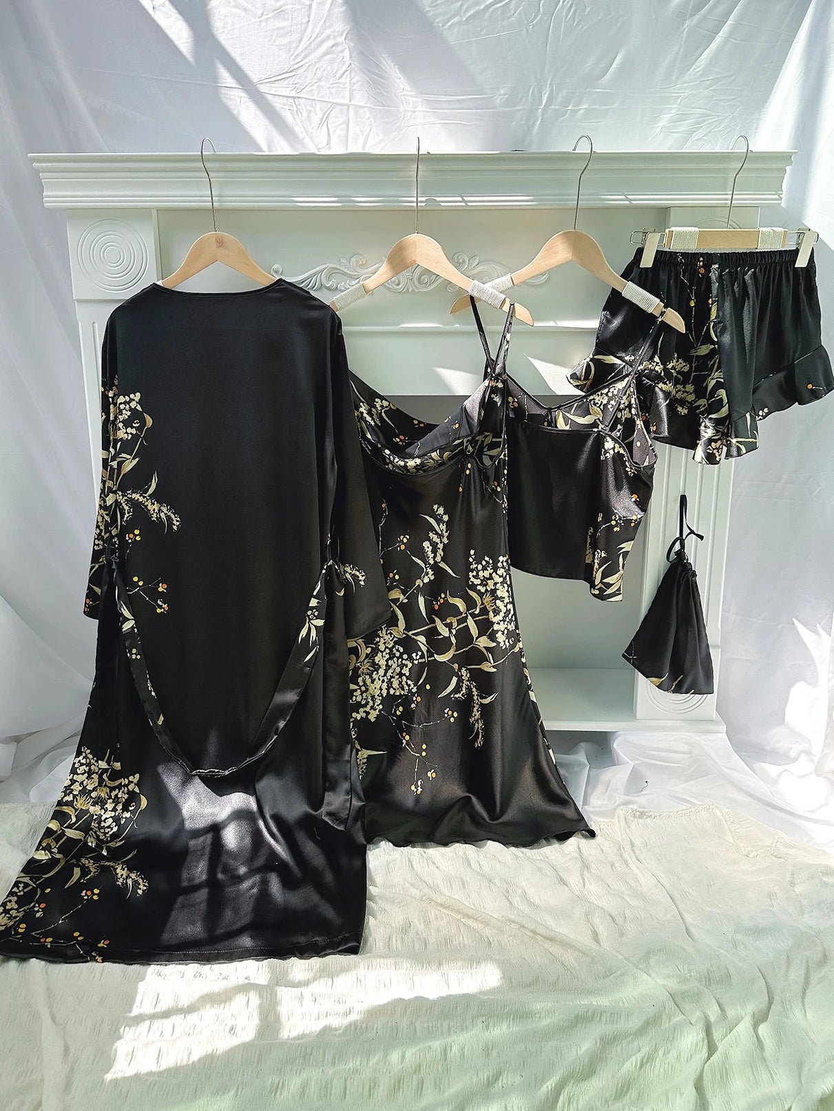 Conjunto de Pijama 5 Piezas con Estampado Floral para Mujer
