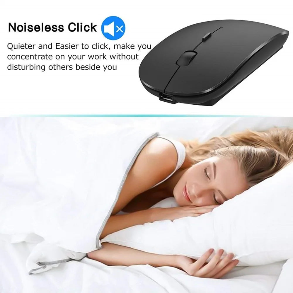 Ratón inalámbrico Bluetooth 2,4 GHz modos duales RGB recargable silencioso ratón inalámbrico delgado Compatible con PC iPad portátil PC ordenador