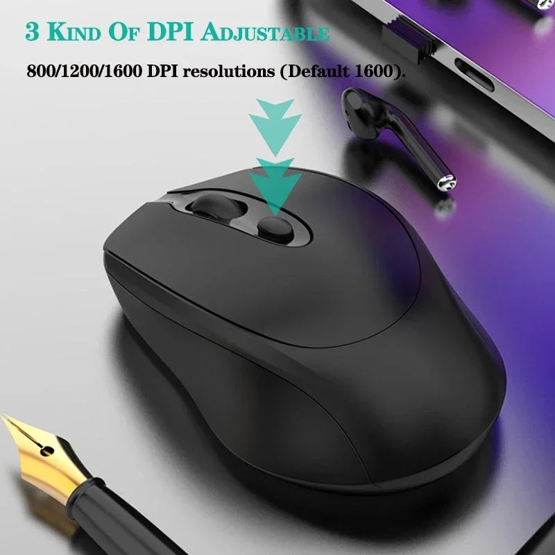 Ratón inalámbrico recargable para ordenador, Mouse inalámbrico Compatible con Bluetooth de 2,4G, USB, silencioso, para PC, portátil, Macbook y tableta
