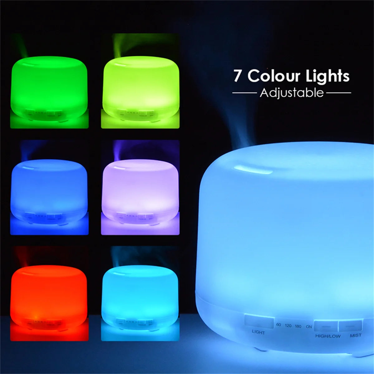 Humidificador USB difusor de aceites esenciales con luces nocturnas 500 ml