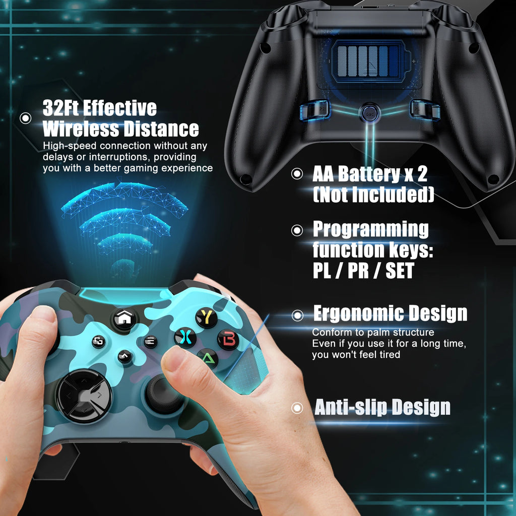 Mando de Juego Inalámbrico para Xbox One Series X/S con Wifi, Sensor Giroscópico de 6 Ejes, Doble Vibración, Joystick con Efecto Hall