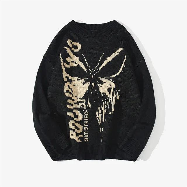 Suéter de moda de primavera FGKKS, suéter de punto con patrón de mariposa para hombre, suéter de diseño cálido y de calidad para hombre