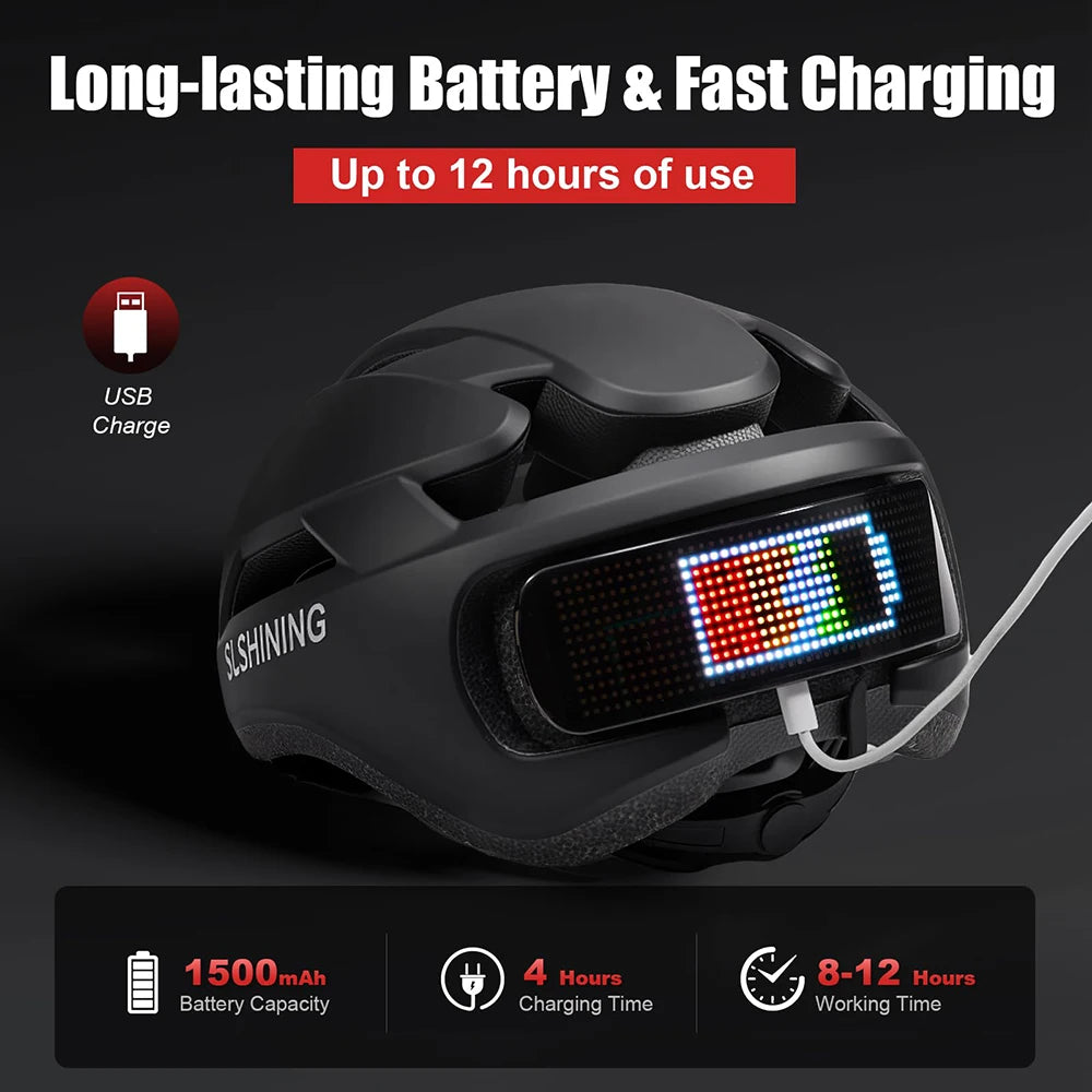 Casco de Bicicleta Ajustable con LED para Hombres y Mujeres, Casco de Ciclismo de Seguridad para Bicicleta de Montaña y Carretera con Pantalla LED