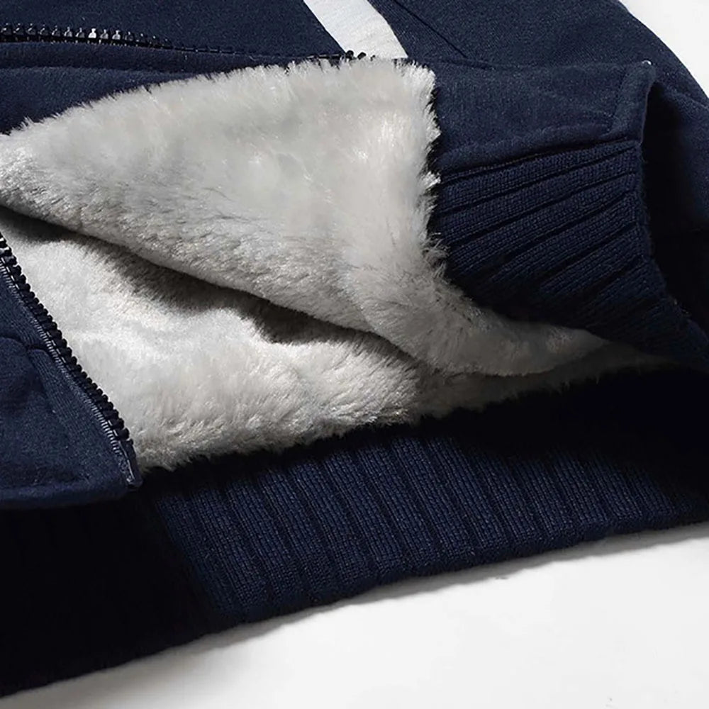 Chaqueta de Invierno para Hombre, Lana Gruesa, Capucha y Cremallera