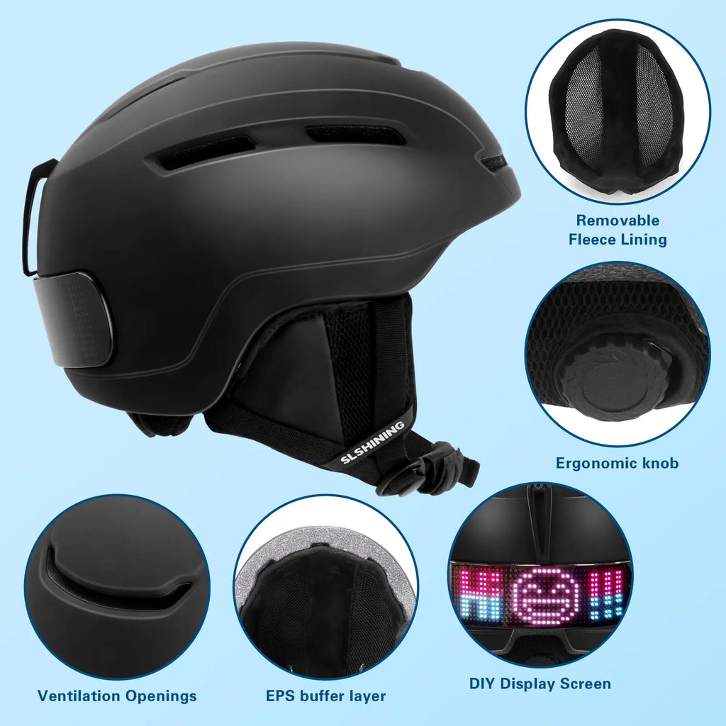 Casco de esquí con pantalla LED, PC y EPS Deportes al aire libre, esquí Snowboard y monopatín