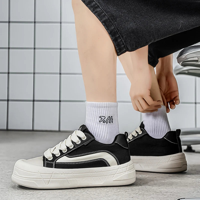 Zapatillas de skate de lona con plataforma y suela geométrica antideslizante
