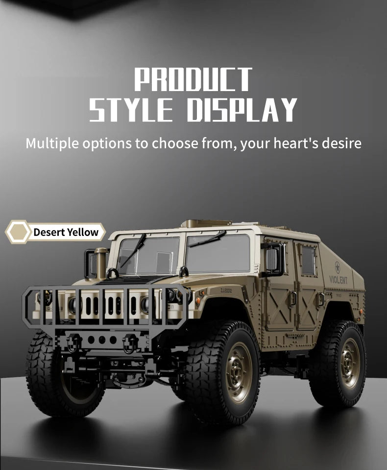 Coche RC Militar Crawler 4WD 2.4G 1:14, Vehículo Todoterreno con Accesorios