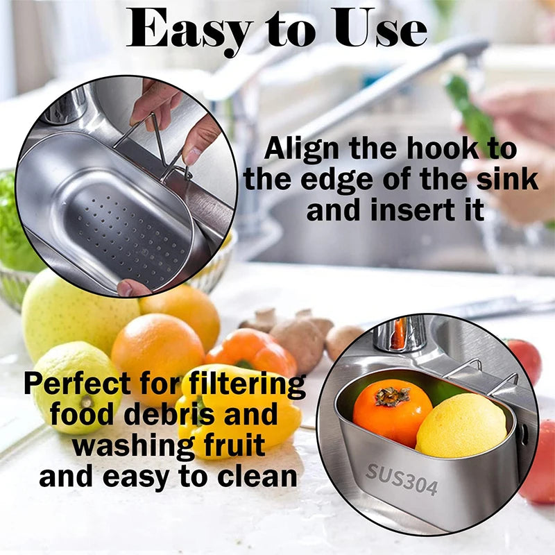 LMETJMA-colador de drenaje para fregadero de acero inoxidable, cesta de cocina, recogedor de alimentos, colador de frutas y verduras para filtro de residuos de cocina JT243