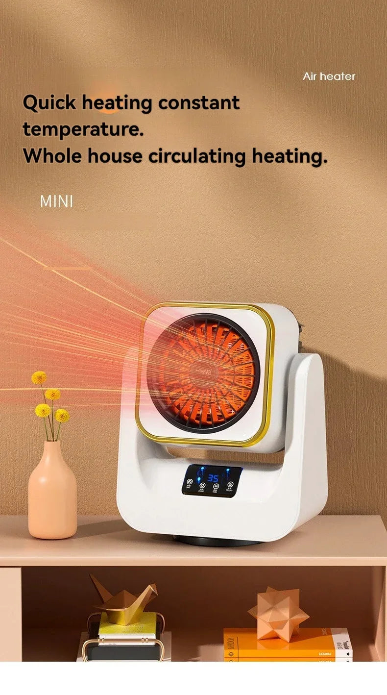 Mini calentador eléctrico para el hogar y dormitorio, pequeño y portátil, con protección contra vuelcos y sobrecalentamiento.