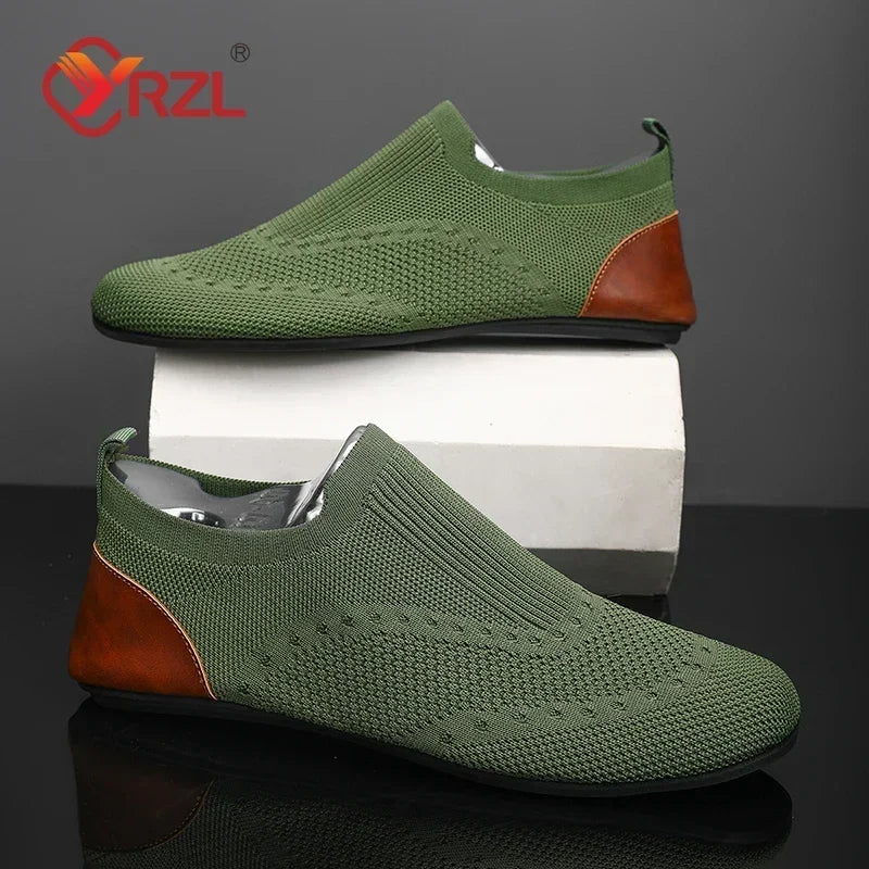 Mocasines YRZL, mocasines suaves para conducir, zapatos planos de alta calidad para caminar para hombre, mocasines informales de malla transpirable, zapatos sin cordones para hombre