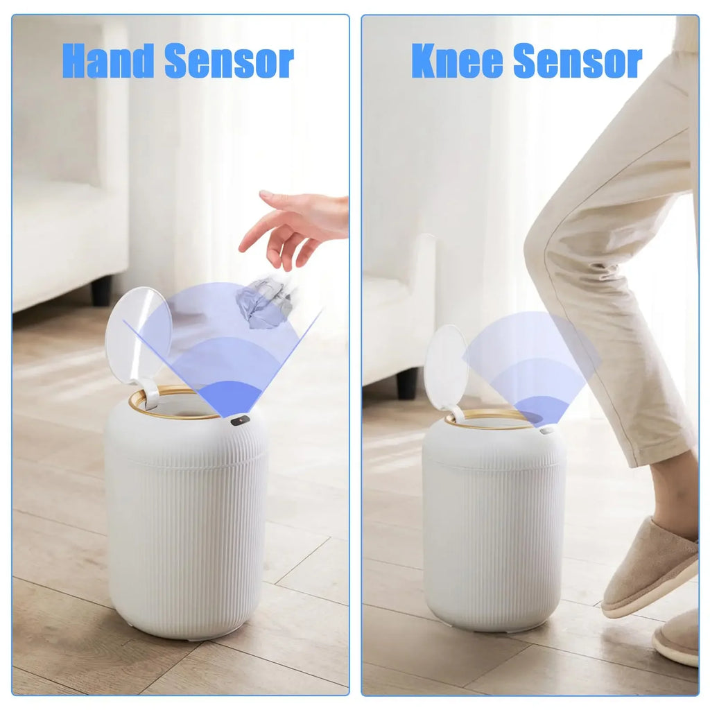 Cubo de Basura con Sensor de Movimiento de 10L, Automático con Tapa, Cubo de Basura Inteligente de Plástico Pequeño para Dormitorio, Baño, Cocina, Oficina
