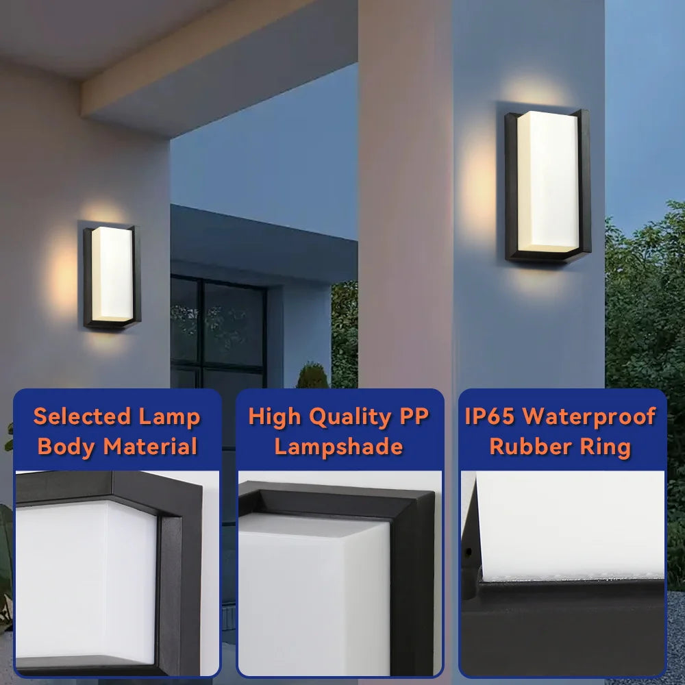 Aplique de Pared LED Moderno Negro IP65 25W para Interior