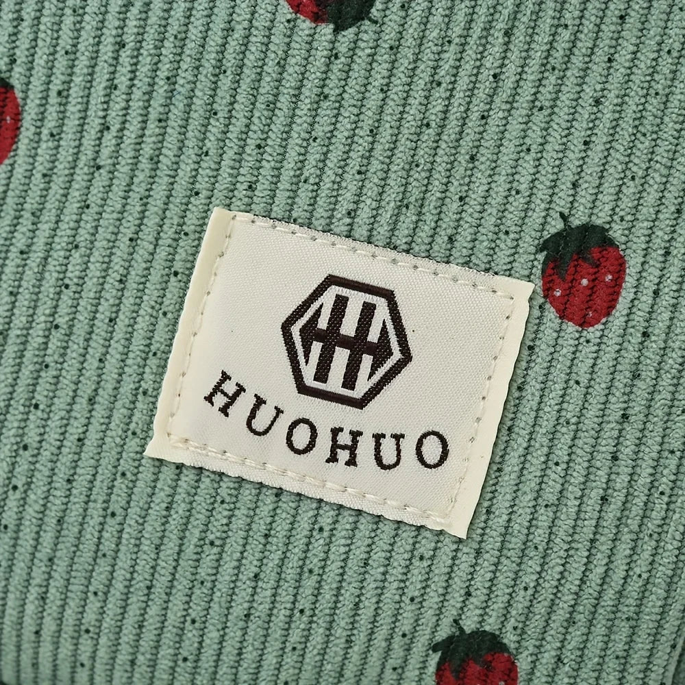 Bolsa de Viaje de Pana con Diseño de Fresa de Gran Capacidad