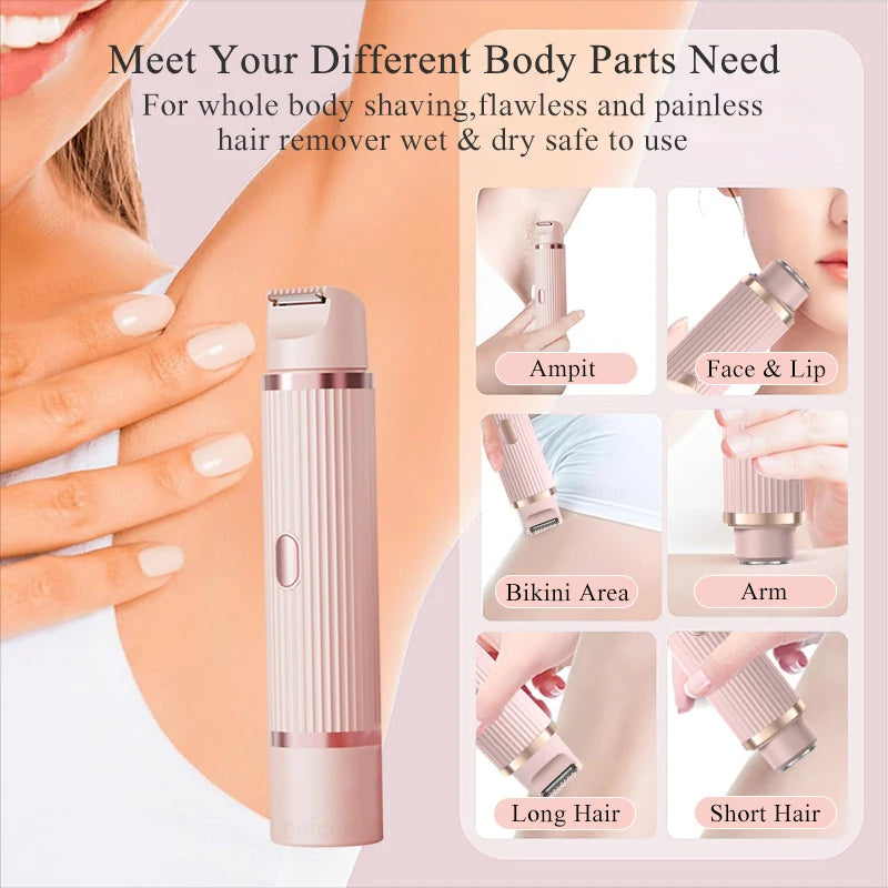 Afeitadora eléctrica para mujer con dos cabezales, resistente al agua IPX7 y USB