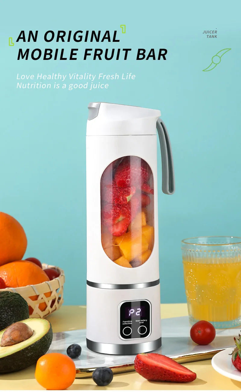 Licuadora Portátil Recargable 450ml con Expulsión de Pulpa
