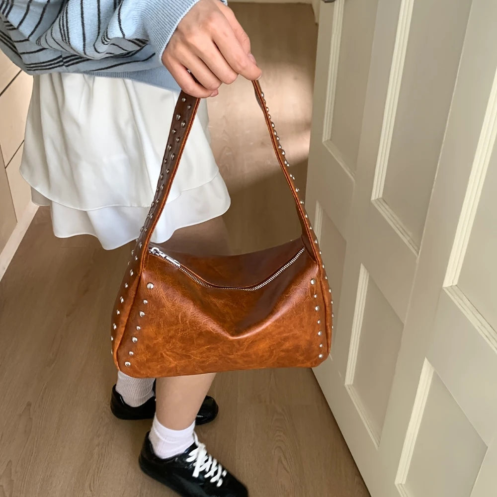Bolso Retro Pequeño de Hombro para Mujer con Remaches