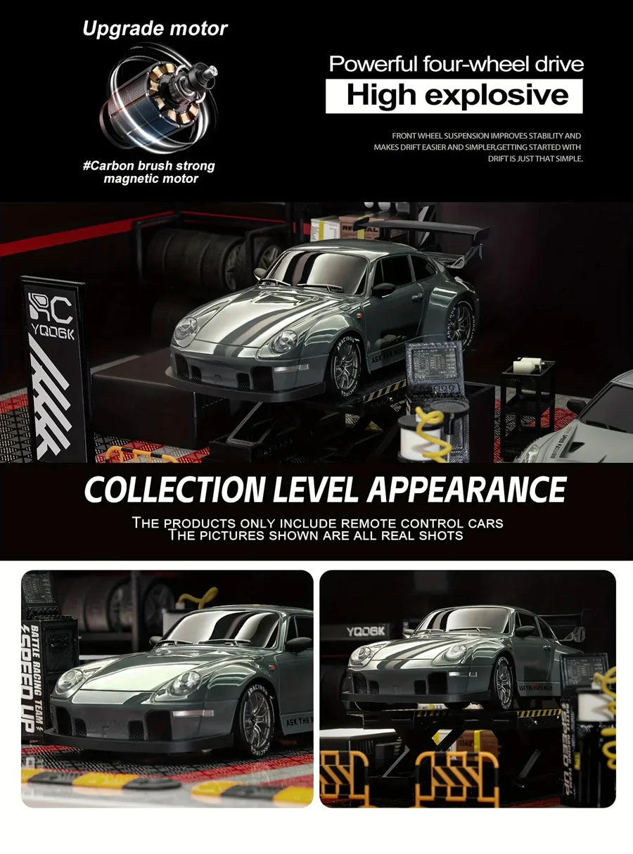 Coche de Derrape con Control Remoto 4WD, Tamaño Completo 1:24, Mini Coche de Carreras con Control Remoto, Modelo 2.4G, Radio de Alta Velocidad, Vehículo de Juguete RC 4X4
