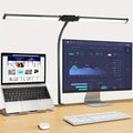 Lámpara de escritorio de doble cabezal LED con clip 3 modos de brillo adaptador USB ajustable adecuado para leer estudiar monitores de piano Oficina