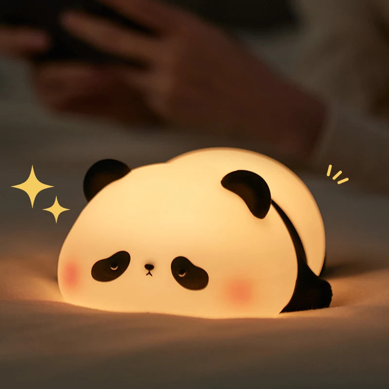 Lámpara Nocturna LED Panda Silicona Táctil USB Niños