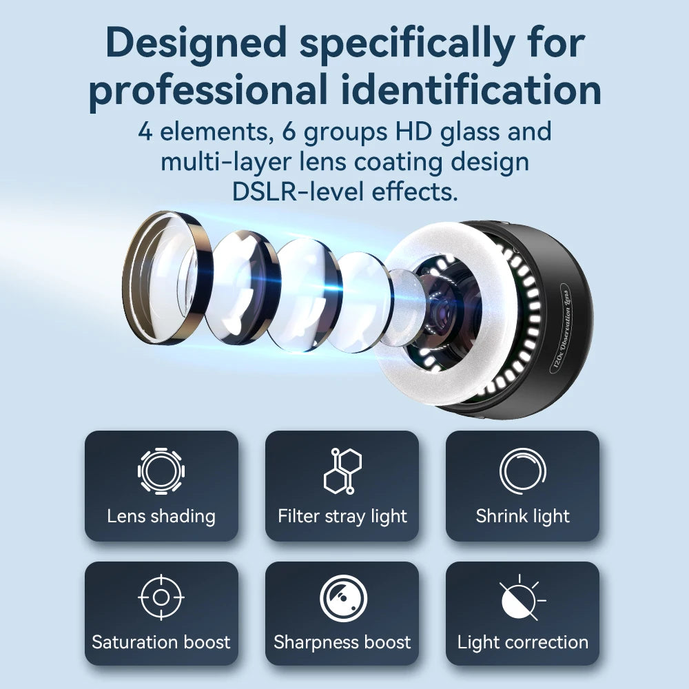 Lente Microscopio 120X APEXEL HD con Luz LED para Smartphones