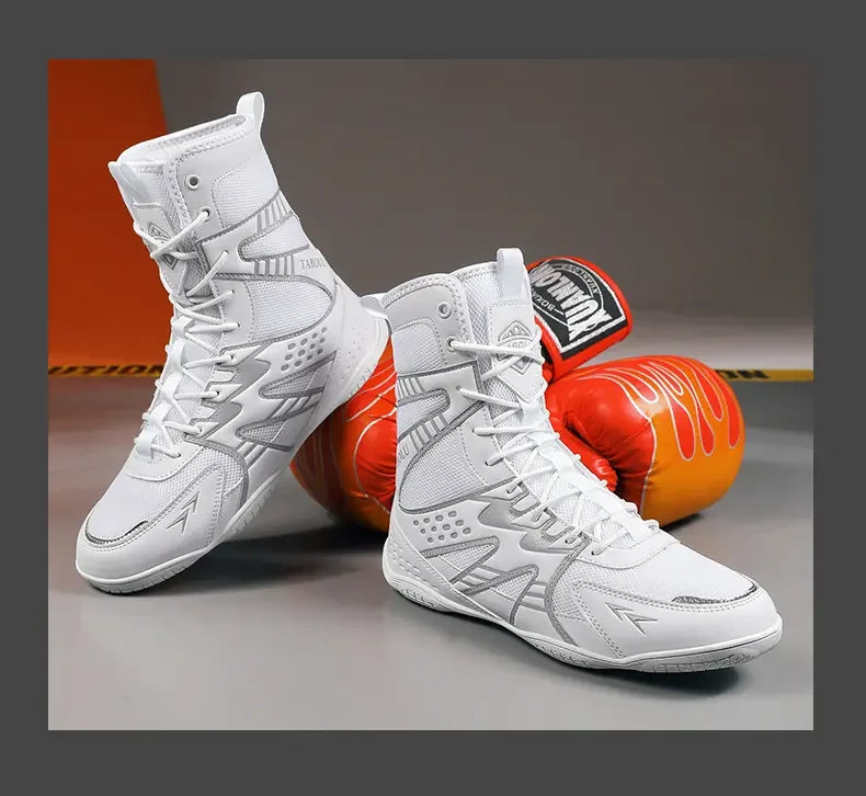 Zapatillas de boxeo y lucha unisex con suela antideslizante y protección del tobillo